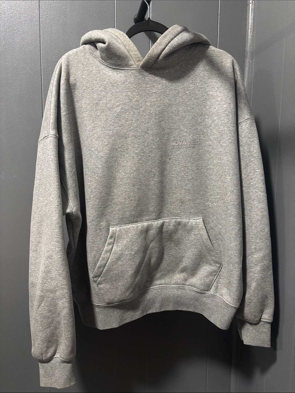 NOVA MEN oversized Grey Hoodie - Casual Men's Pullover XL